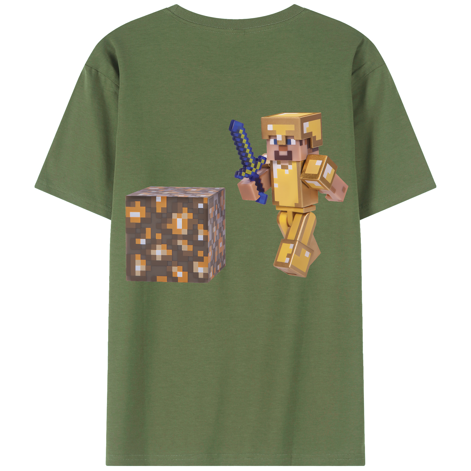 （画像用） マインクラフト ブロックの世界 Minecraft MC Block world 綿100％ メンズ半袖Tシャツ（バックプリント） 通気性